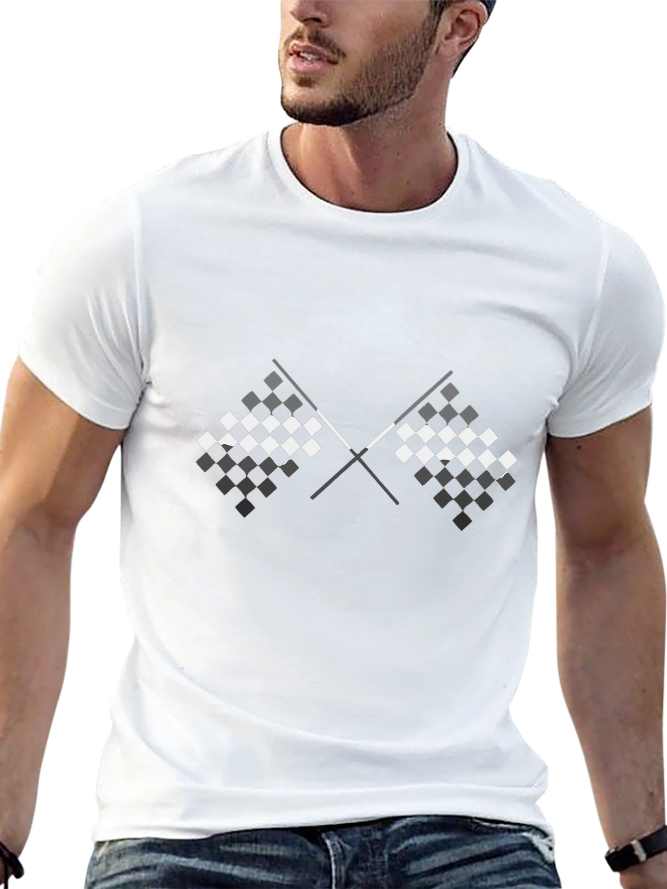Checkered Flags Graphic Tee - Race Day Ready