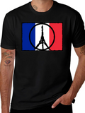 France Flag Peace Sign Eiffel Tower T-Shirt