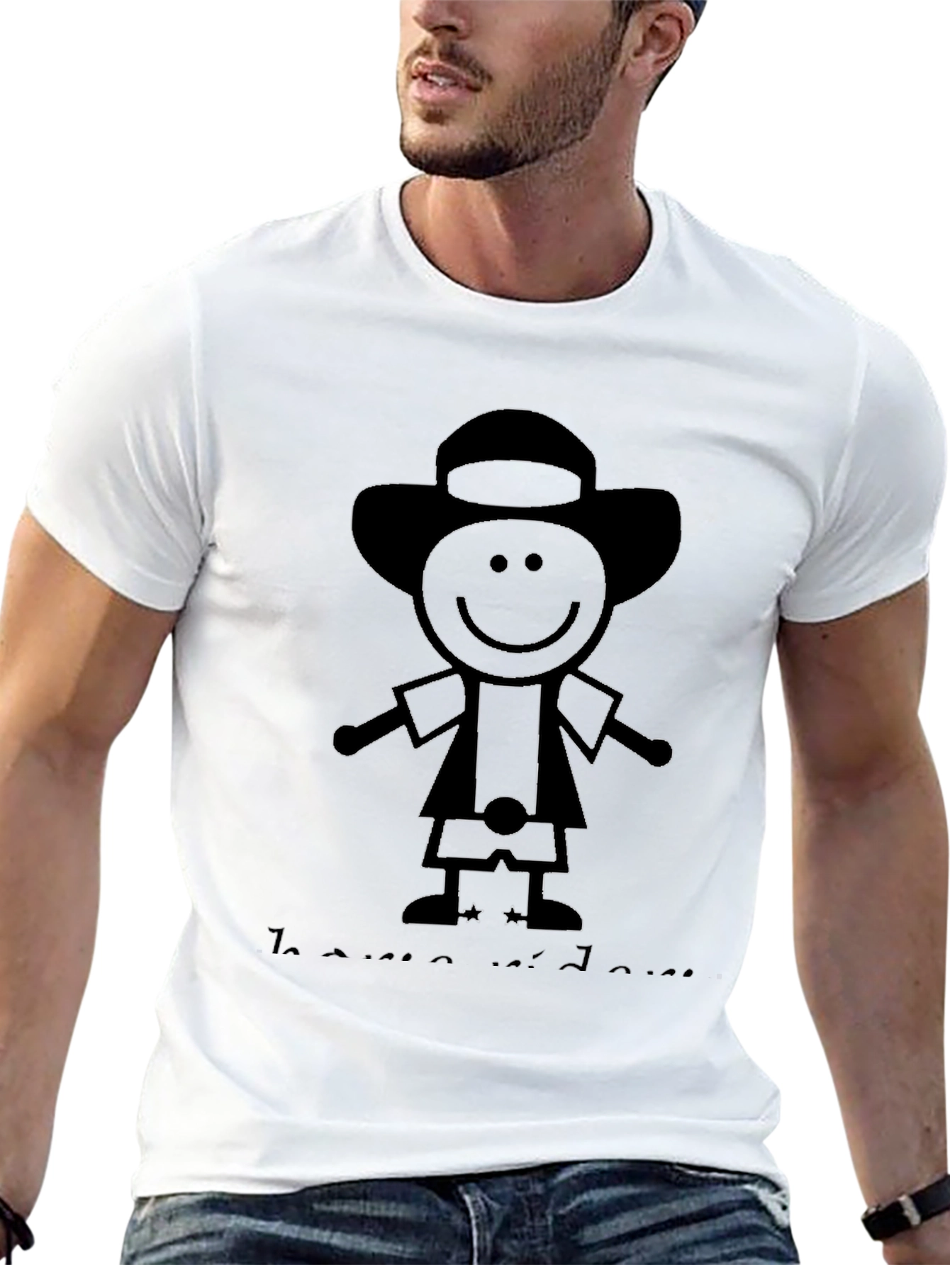 Stick Figure Cartoon Black T-Shirt