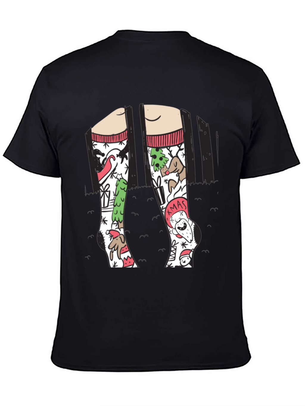 Festive Christmas Socks Graphic Tee - Holiday Fun