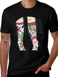 Festive Christmas Socks Graphic Tee - Holiday Fun