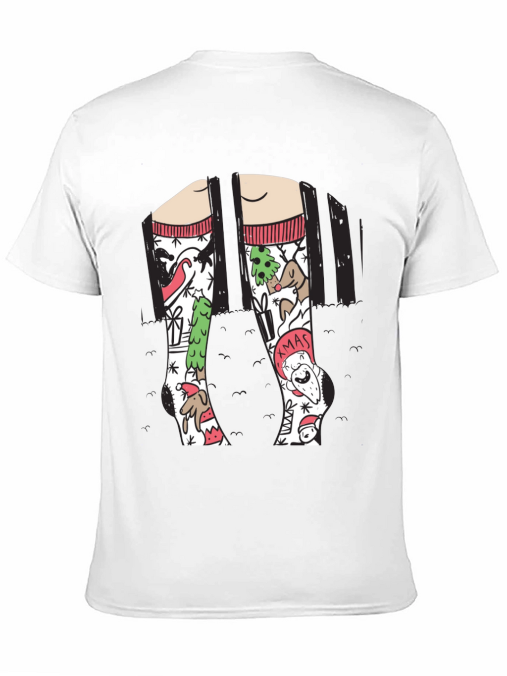 Festive Christmas Socks Graphic Tee - Holiday Fun