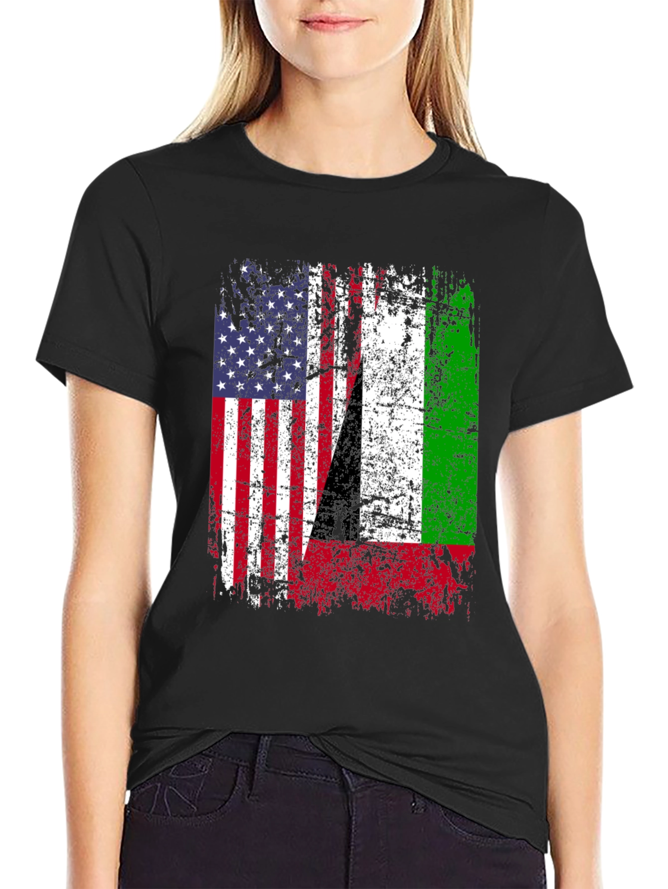 USA Italy Heritage Flag Graphic T-Shirt