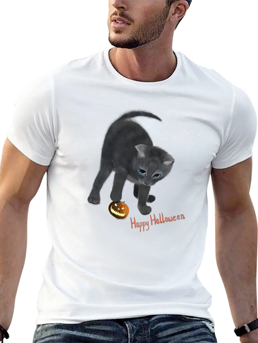 Halloween Cat T-Shirt - Spooky Season Style