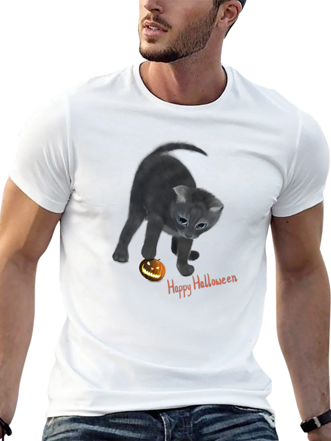 Halloween Cat T-Shirt - Spooky Season Style