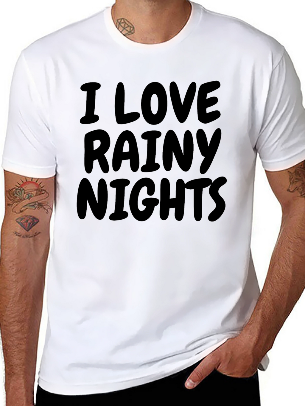 I Love Rainy Nights Graphic Tee - Black