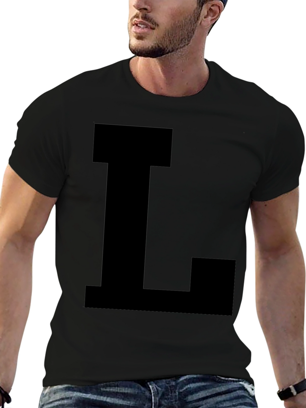 Bold Letter L Black T-Shirt