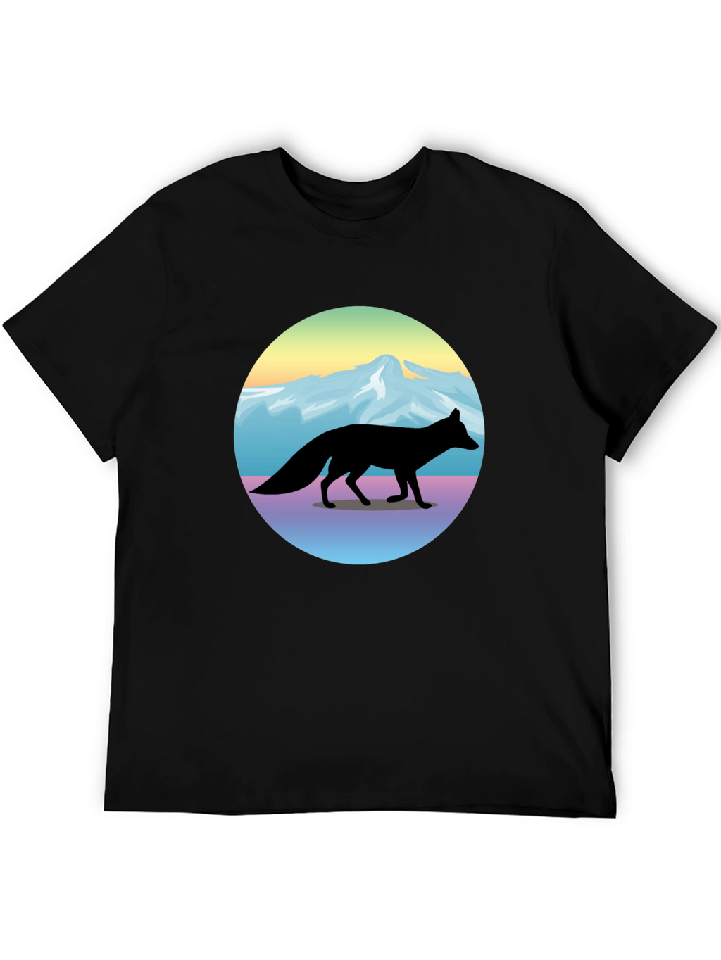 Fox Mountainscape Graphic T-Shirt - Unisex Black Tee