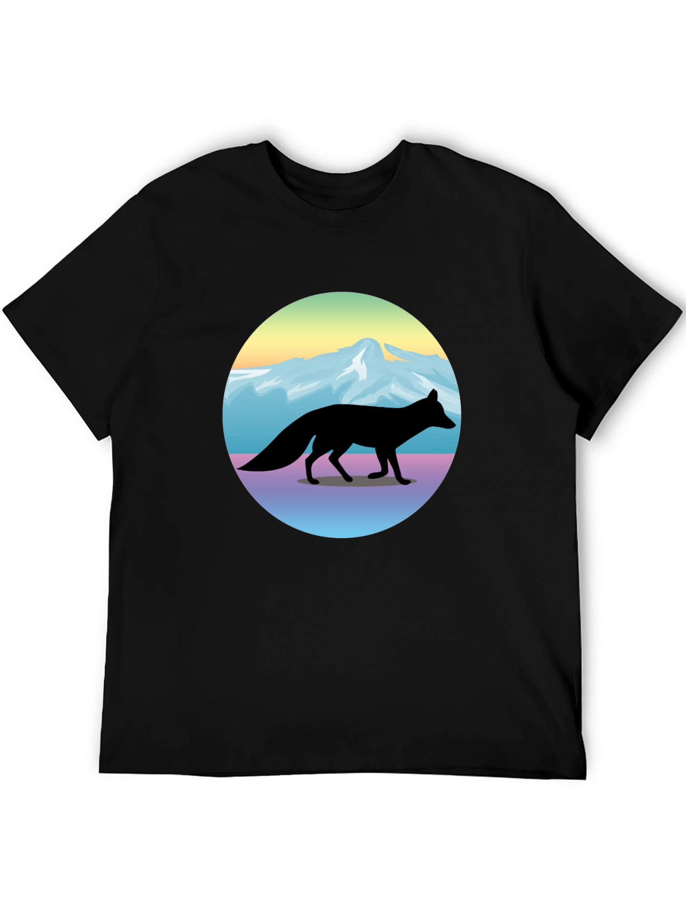 Fox Mountainscape Graphic T-Shirt - Unisex Black Tee