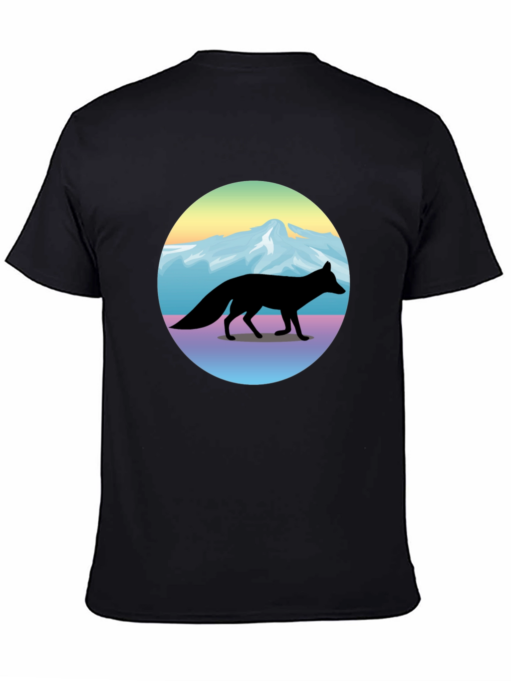 Fox Mountainscape Graphic T-Shirt - Unisex Black Tee