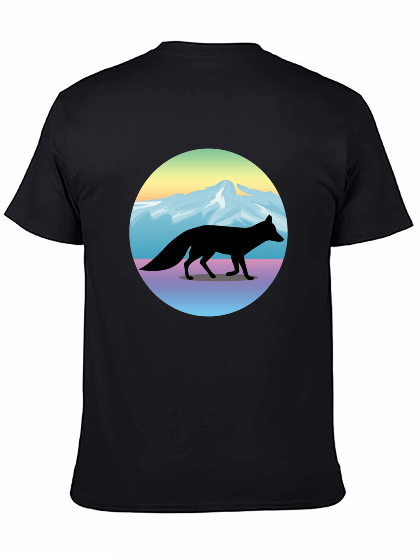 Fox Mountainscape Graphic T-Shirt - Unisex Black Tee