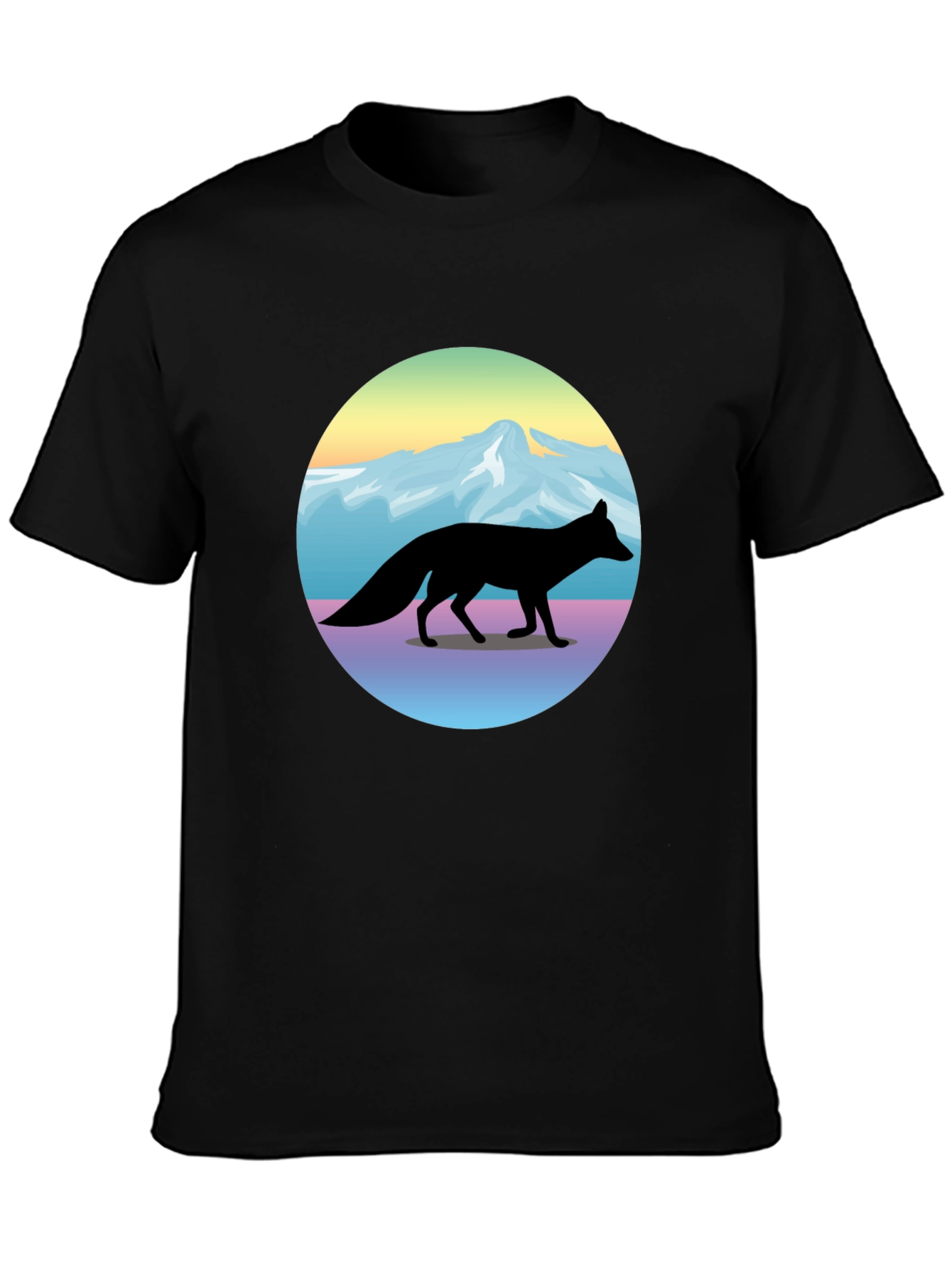 Fox Mountainscape Graphic T-Shirt - Unisex Black Tee