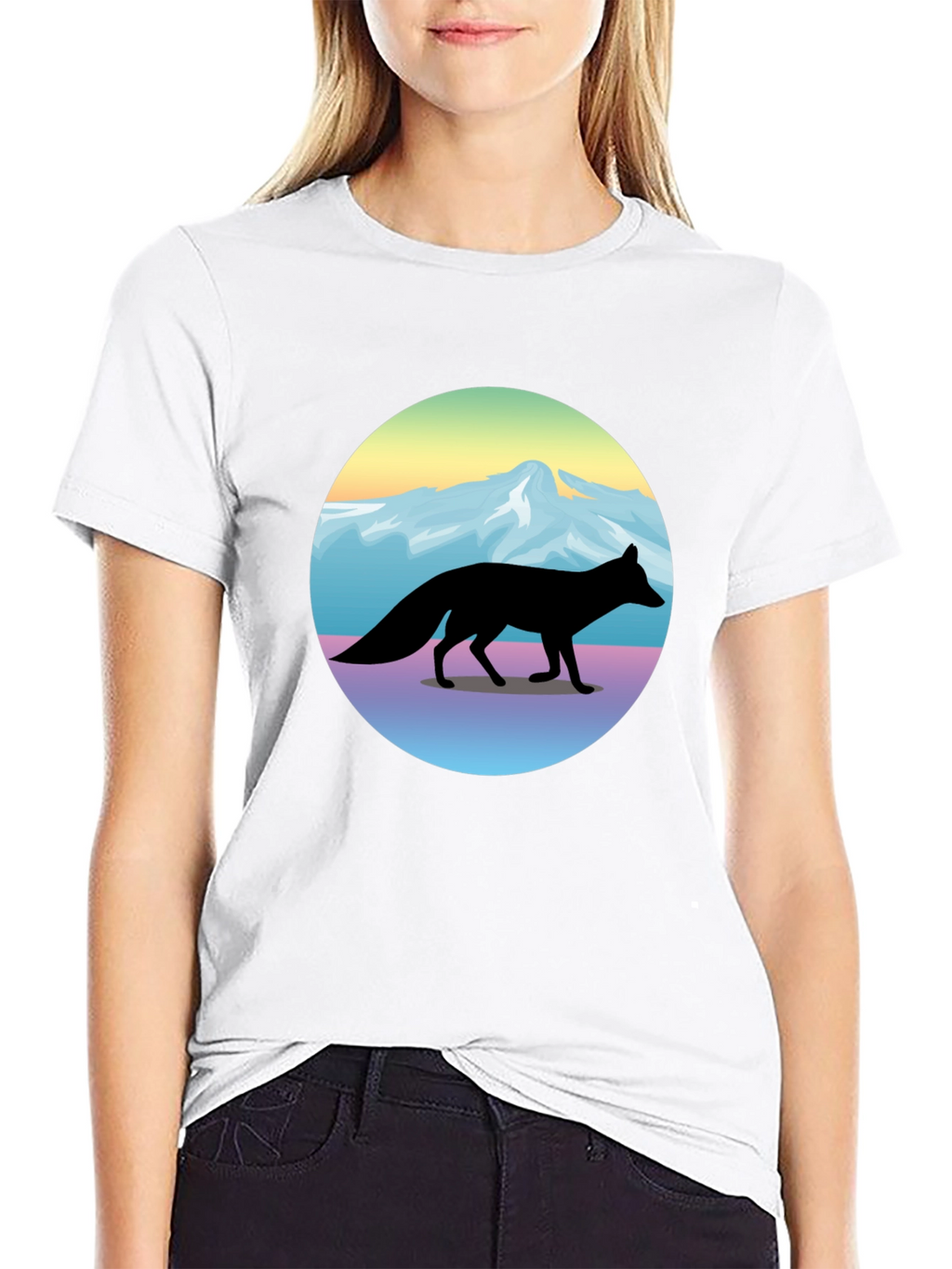 Fox Mountainscape Graphic T-Shirt - Unisex Black Tee