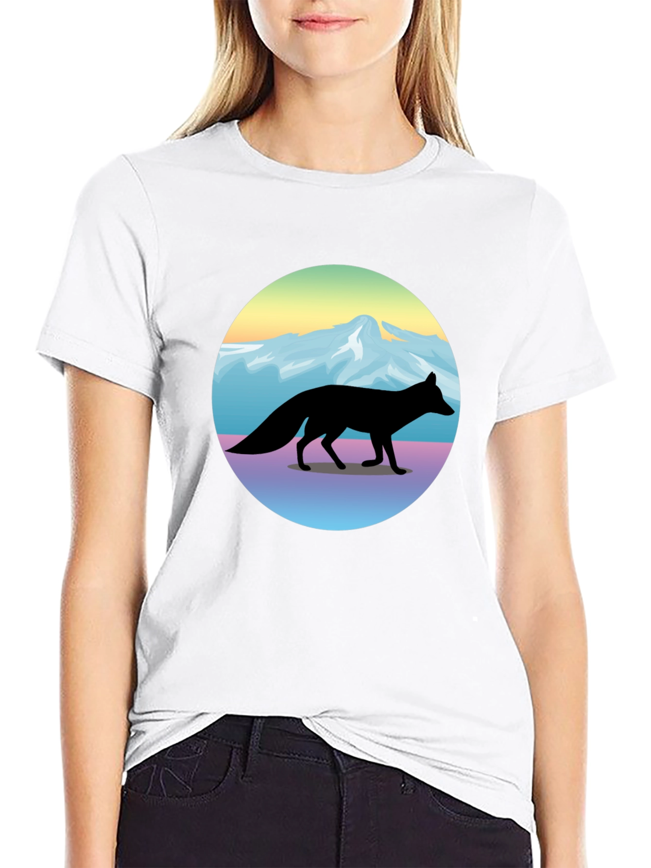 Fox Mountainscape Graphic T-Shirt - Unisex Black Tee
