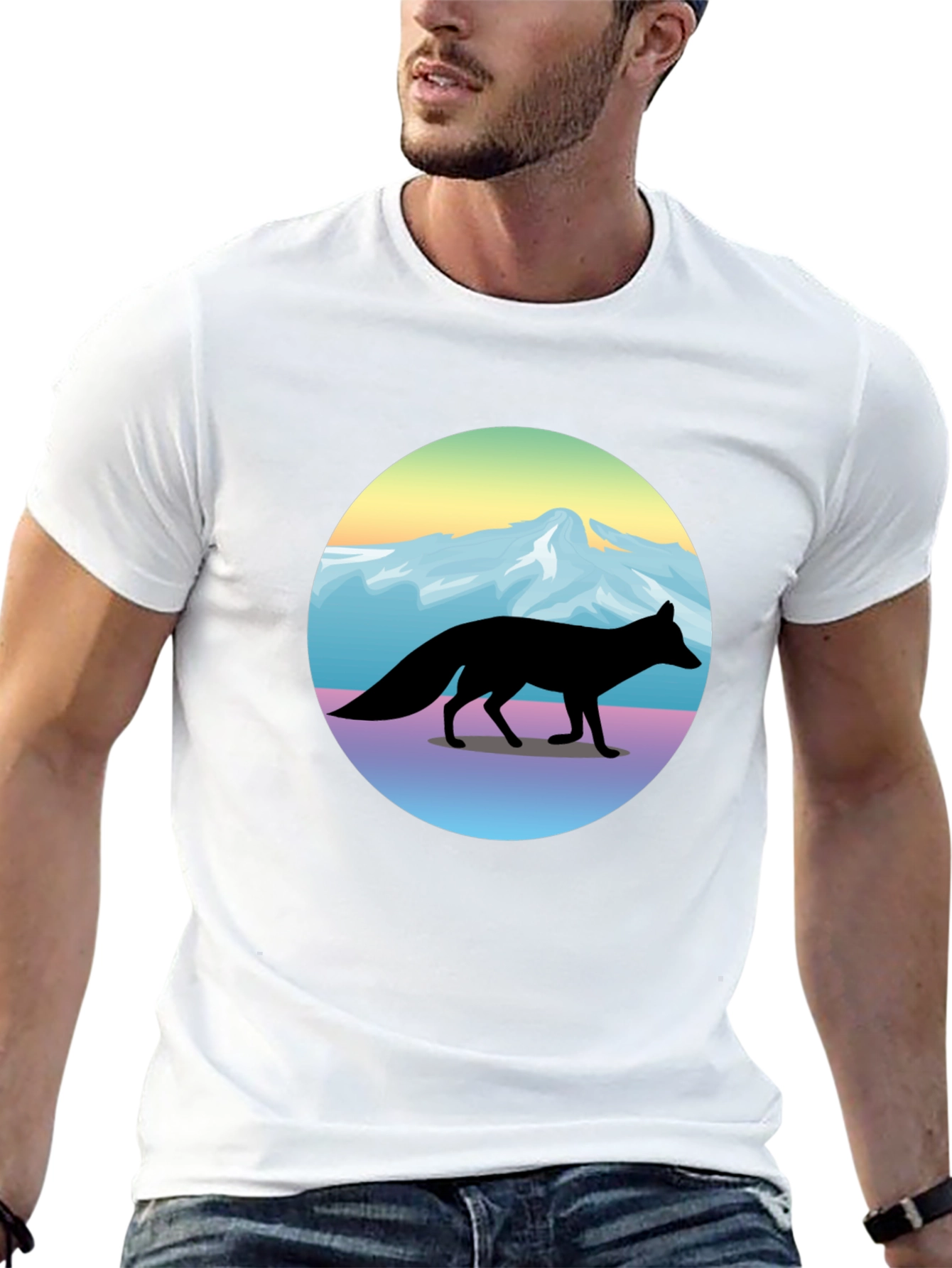 Fox Mountainscape Graphic T-Shirt - Unisex Black Tee