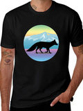 Fox Mountainscape Graphic T-Shirt - Unisex Black Tee