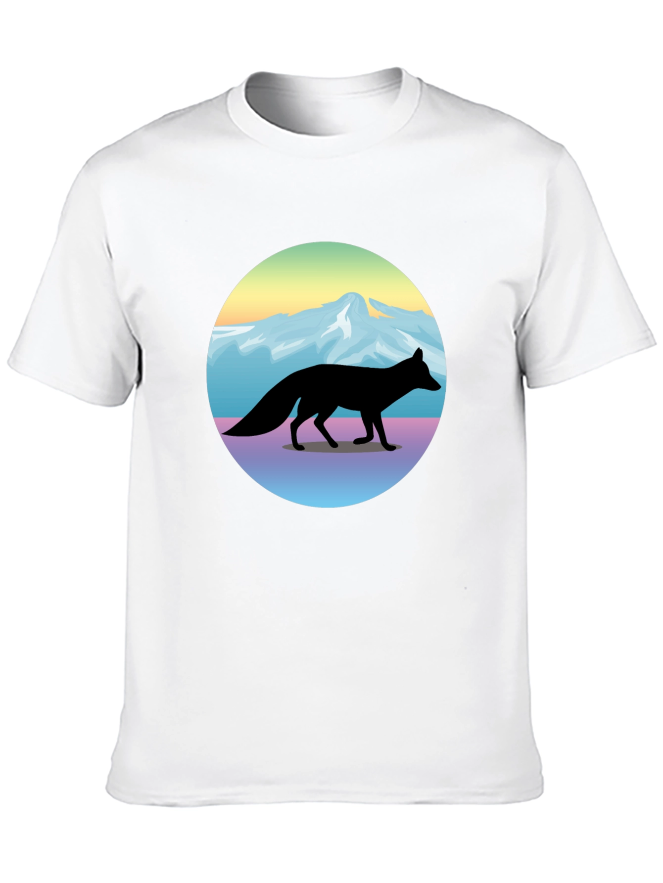 Fox Mountainscape Graphic T-Shirt - Unisex Black Tee