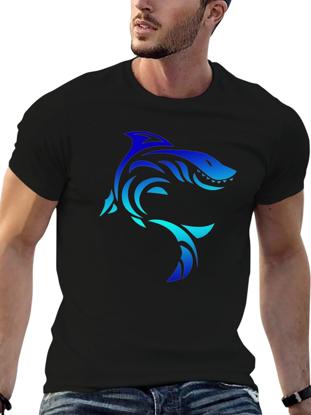 Shark Graphic Black Tee - Cool Unique Design
