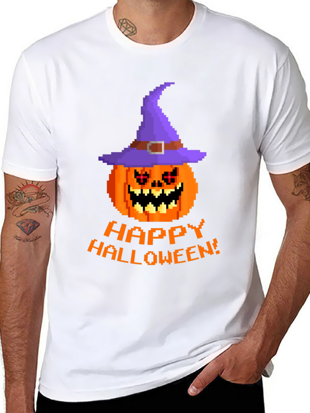 Pixel Art Pumpkin Halloween T-Shirt