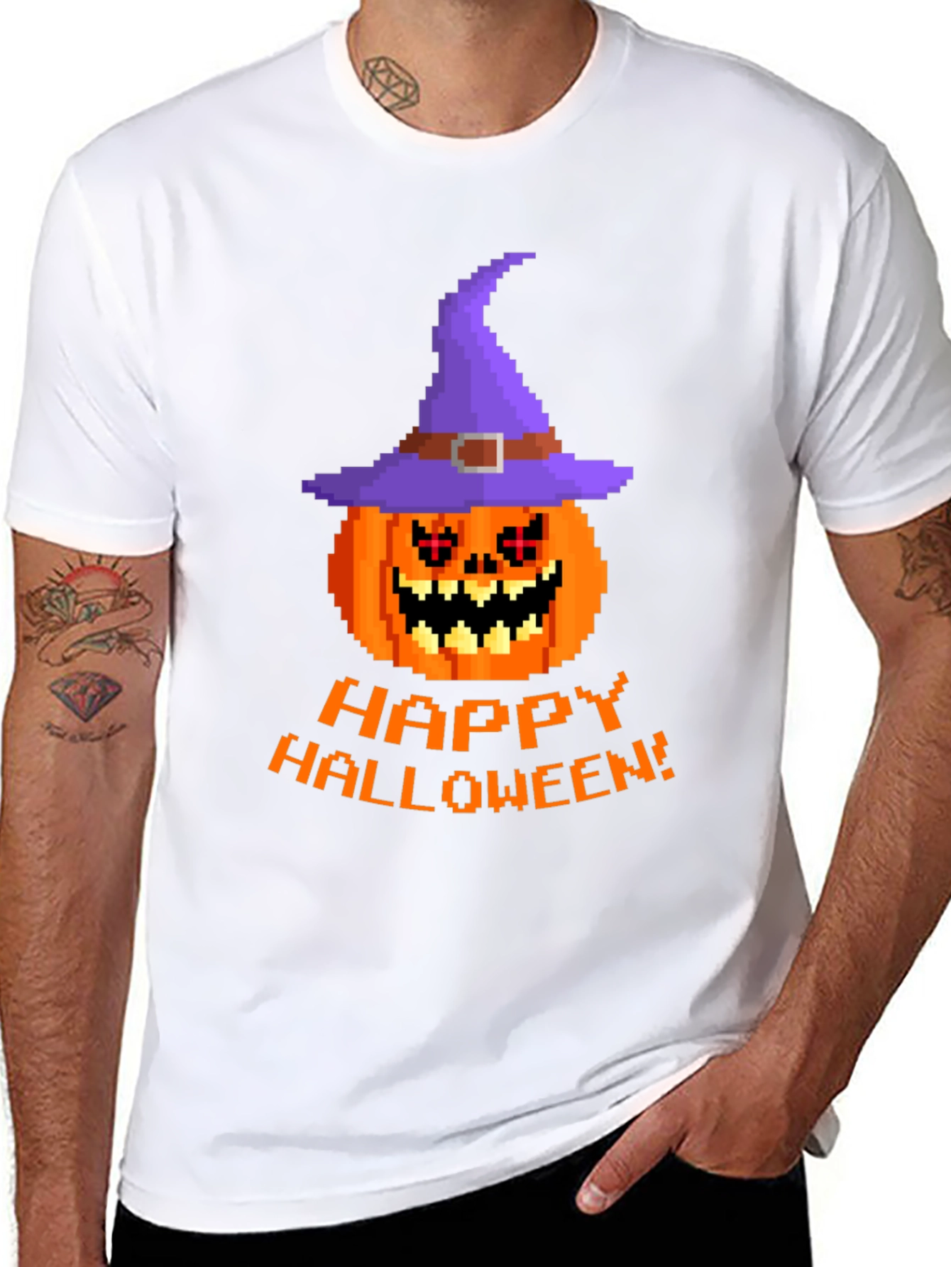 Pixel Art Pumpkin Halloween T-Shirt