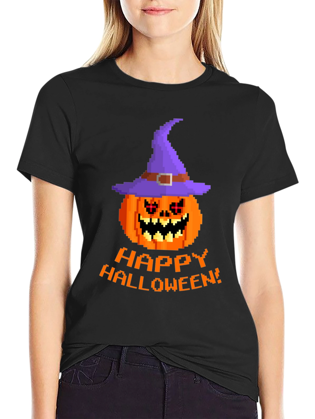 Pixel Art Pumpkin Halloween T-Shirt