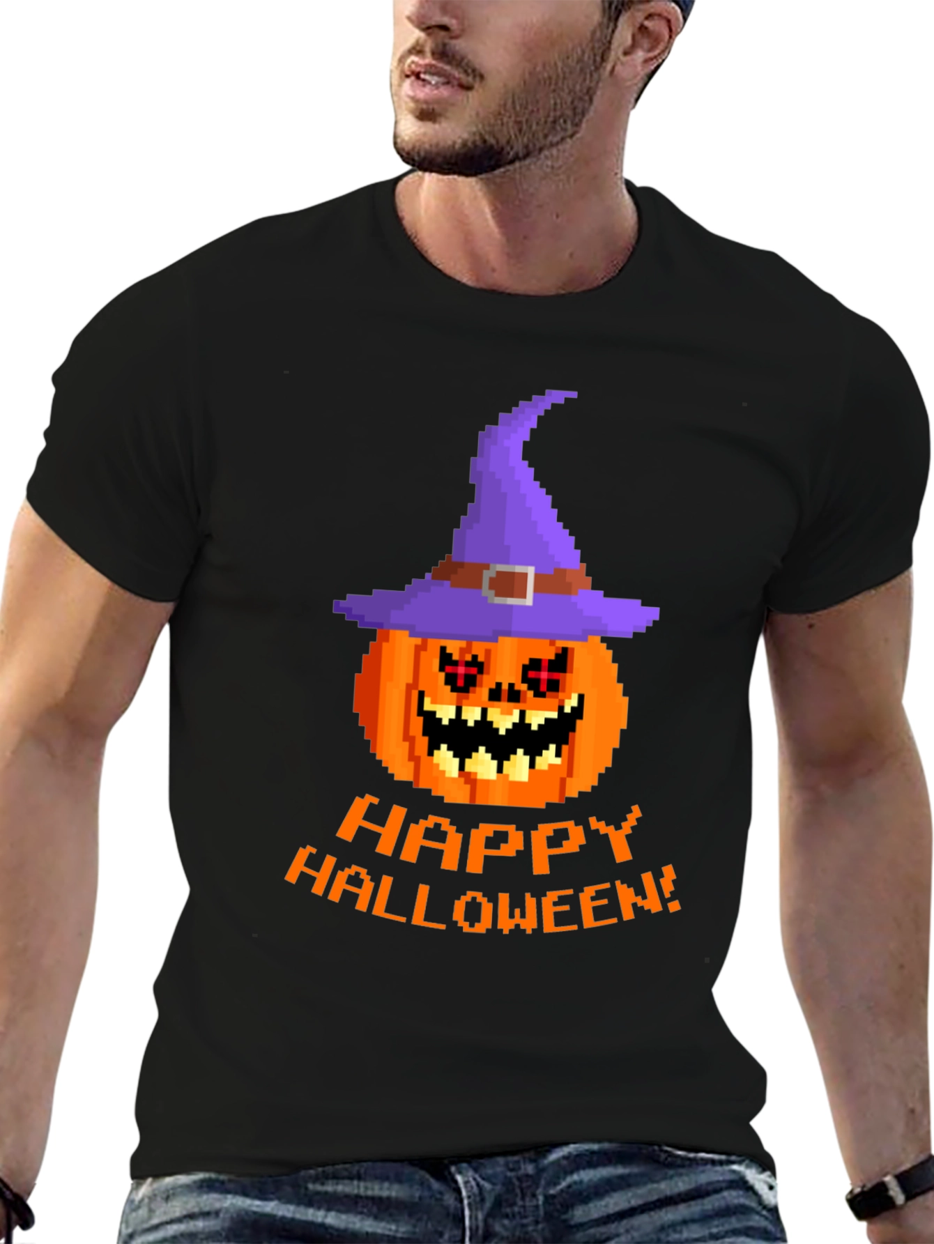 Pixel Art Pumpkin Halloween T-Shirt