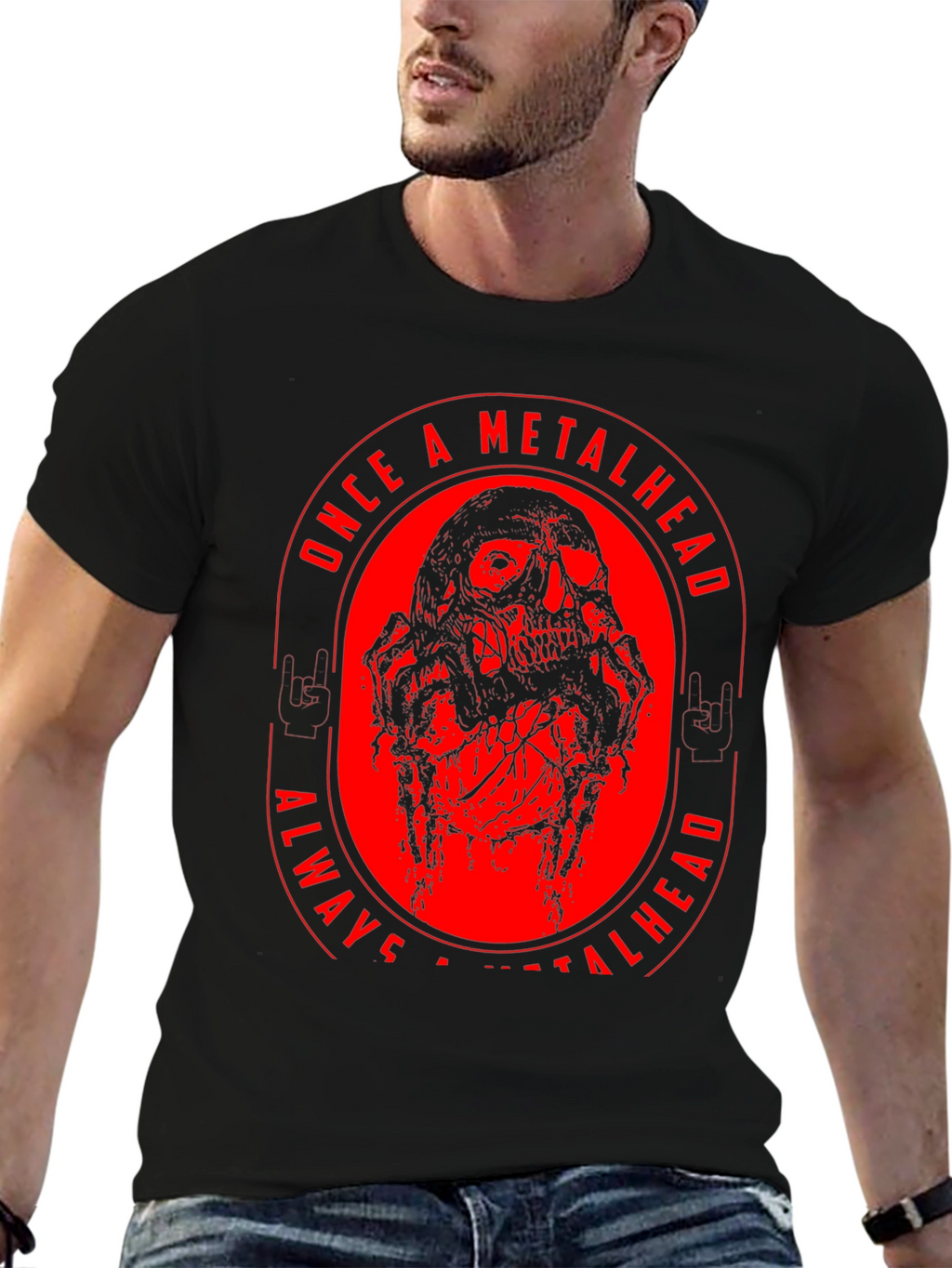 Metalhead Skull Graphic T-Shirt