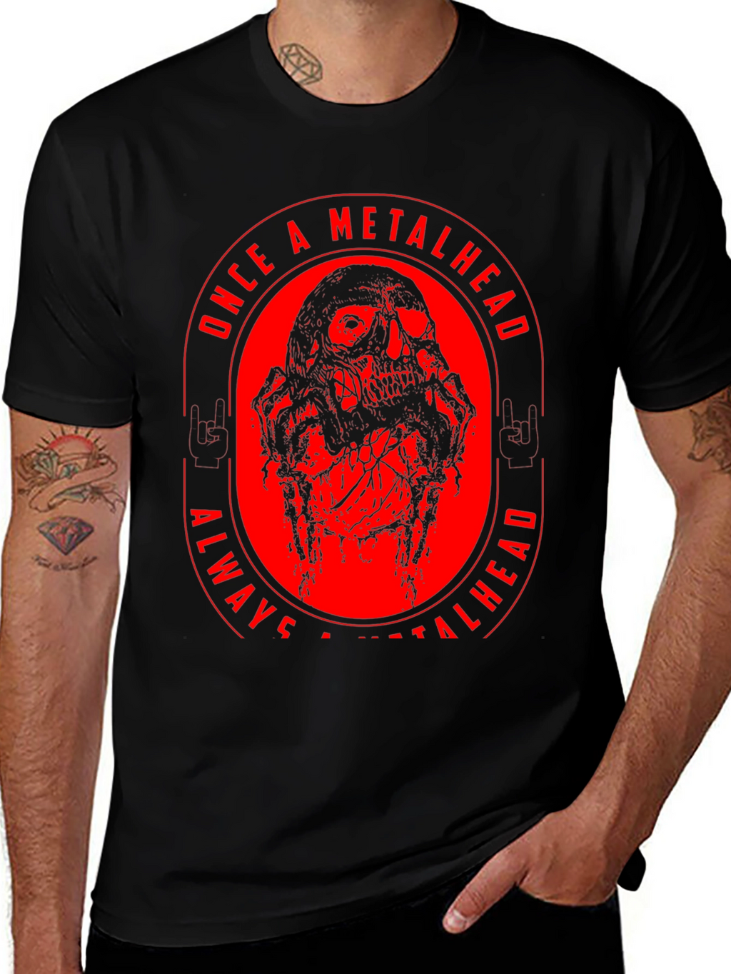 Metalhead Skull Graphic T-Shirt