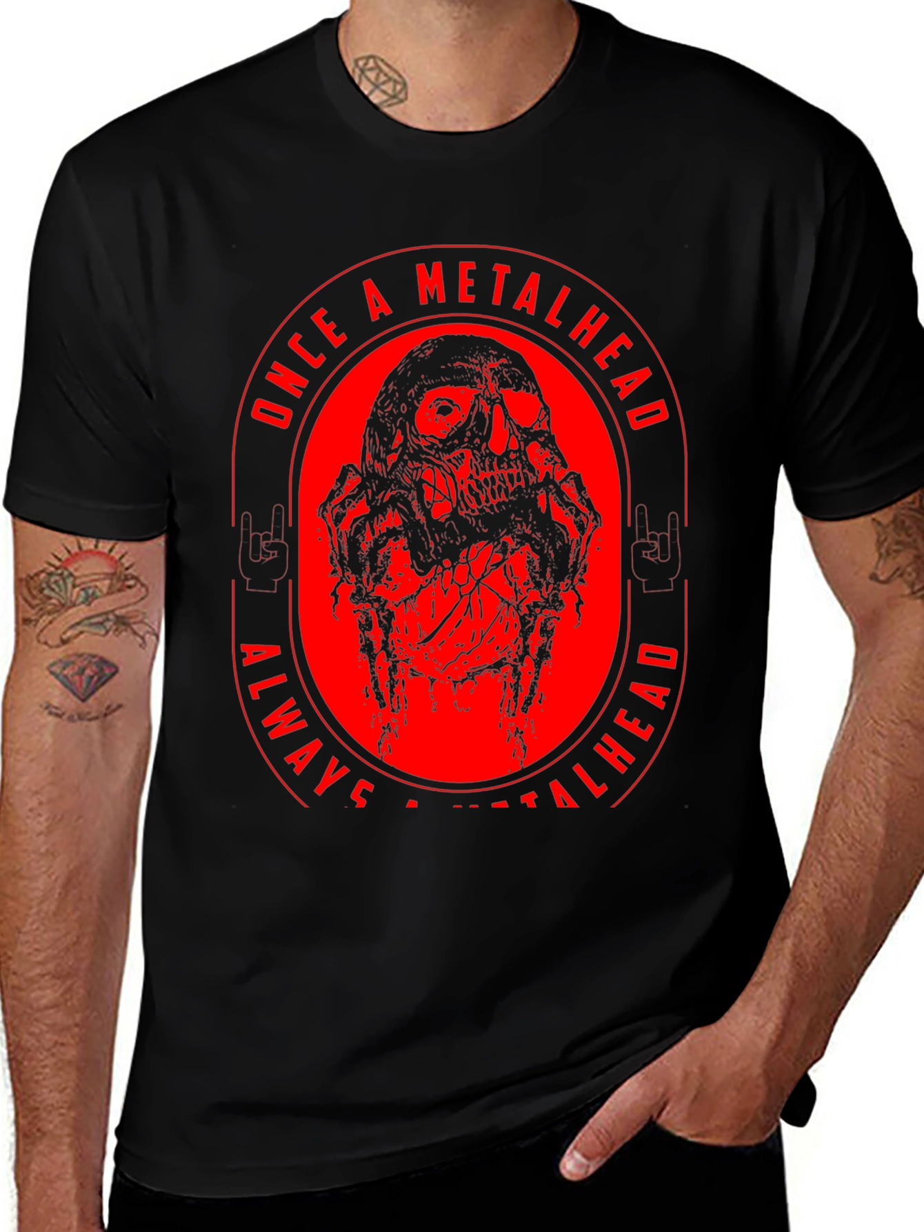 Metalhead Skull Graphic T-Shirt