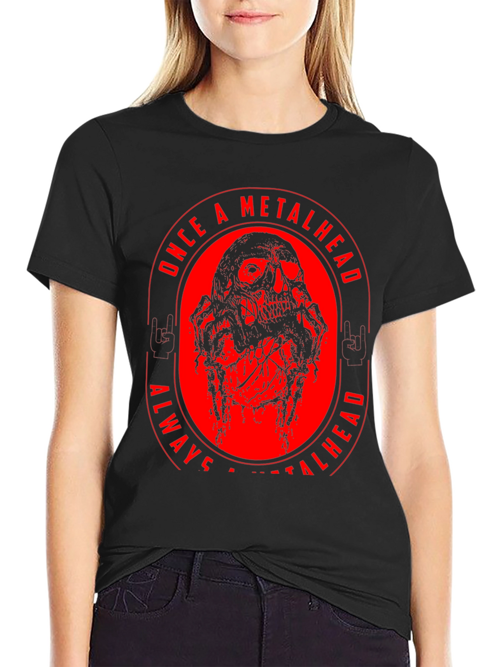 Metalhead Skull Graphic T-Shirt