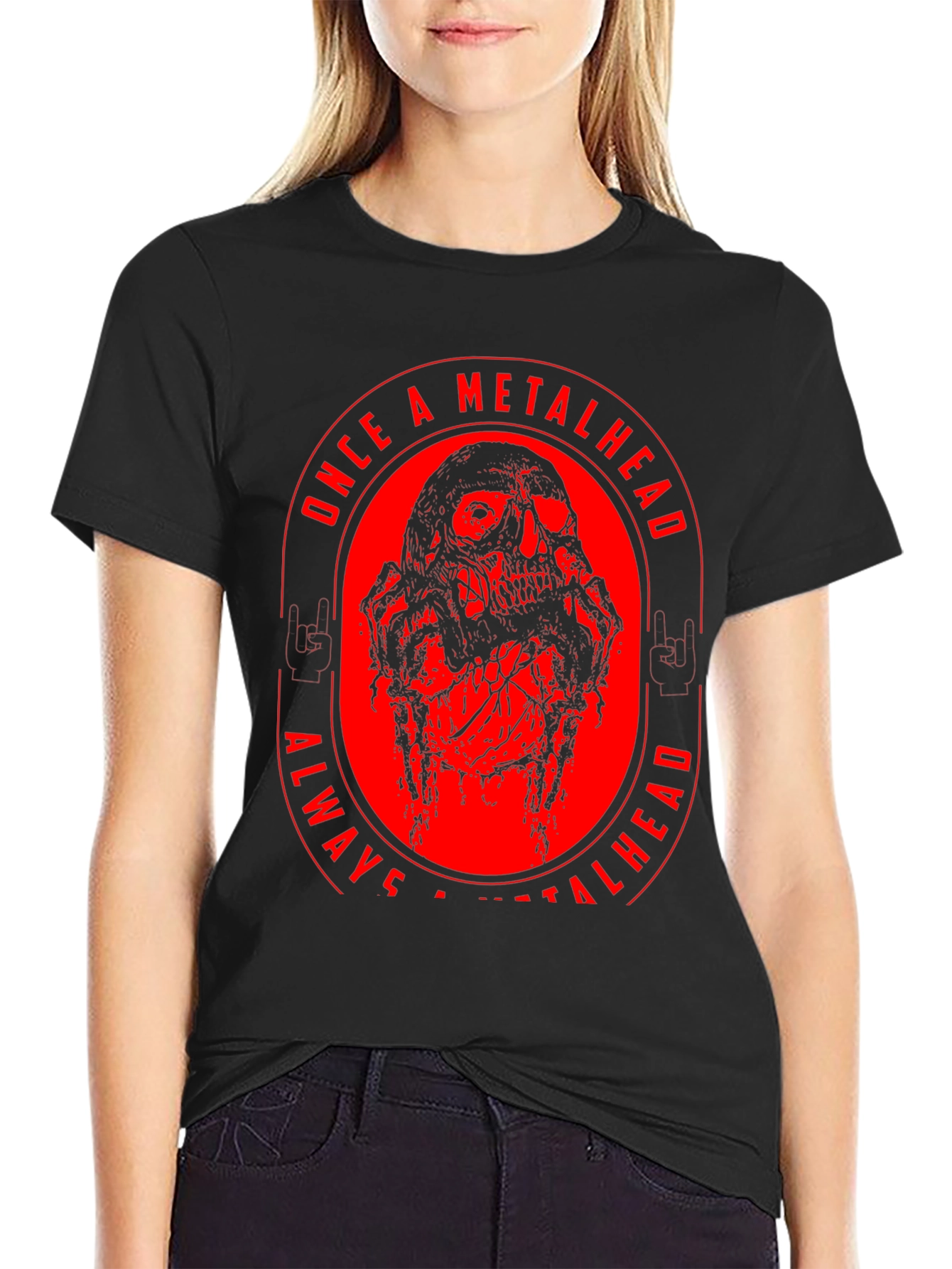 Metalhead Skull Graphic T-Shirt