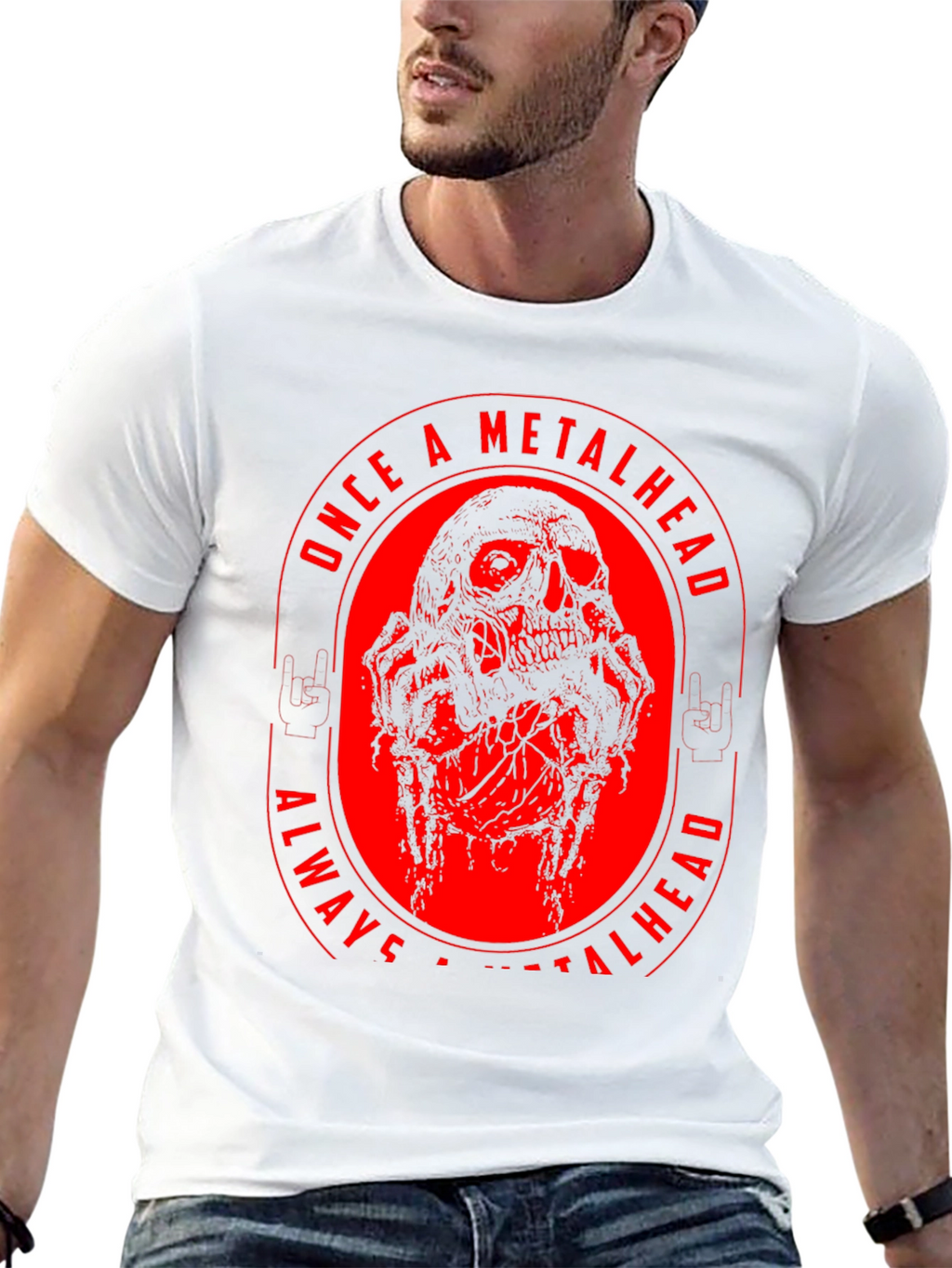 Metalhead Skull Graphic T-Shirt