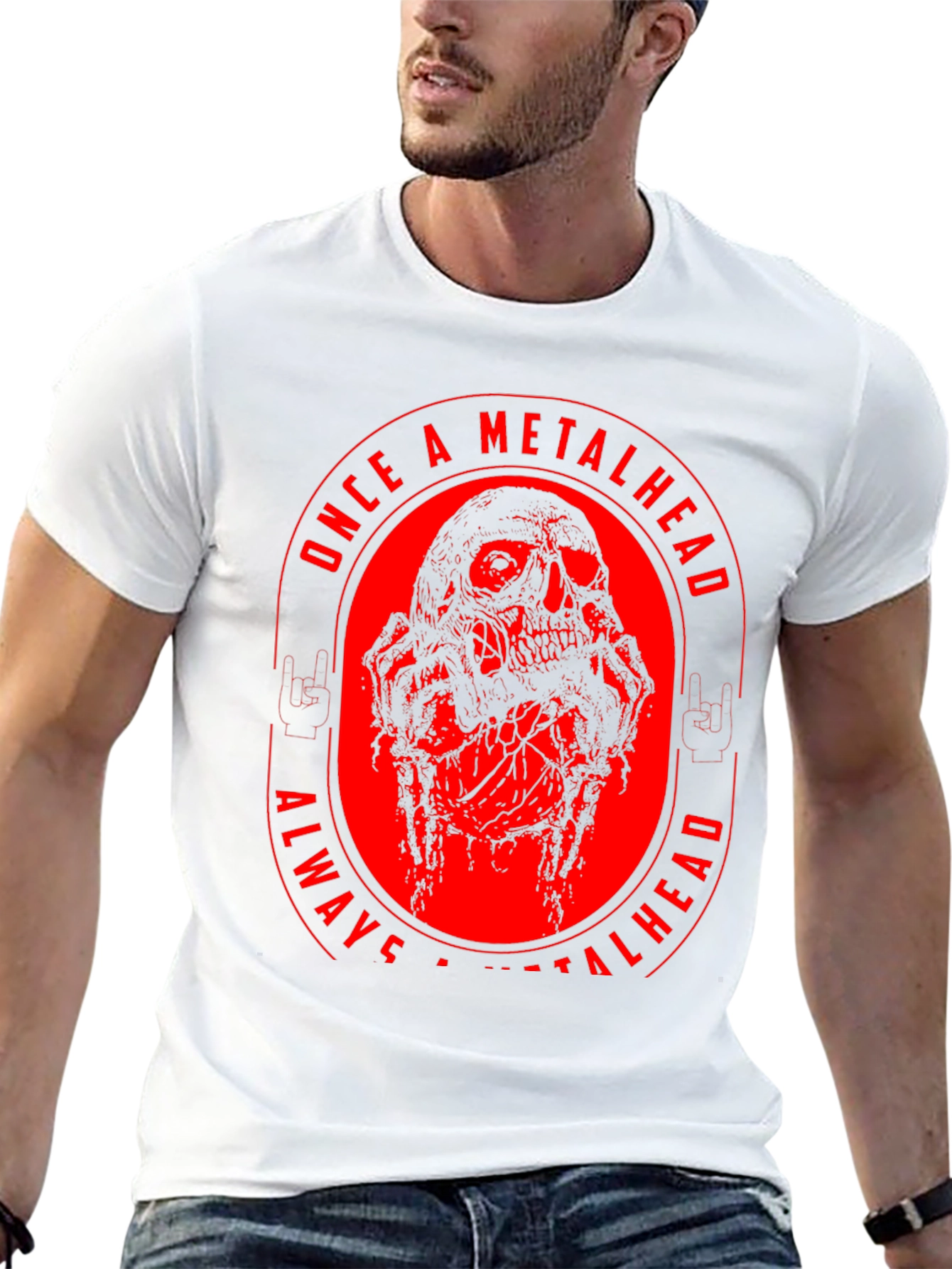 Metalhead Skull Graphic T-Shirt
