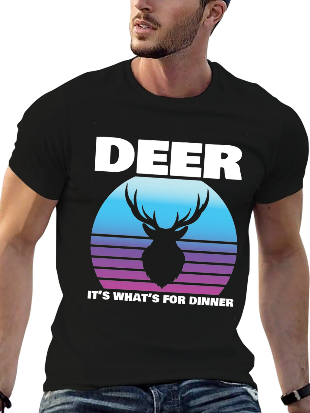 Deer for Dinner Graphic Tee - Black