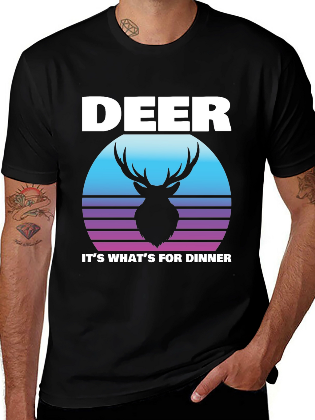 Deer for Dinner Graphic Tee - Black
