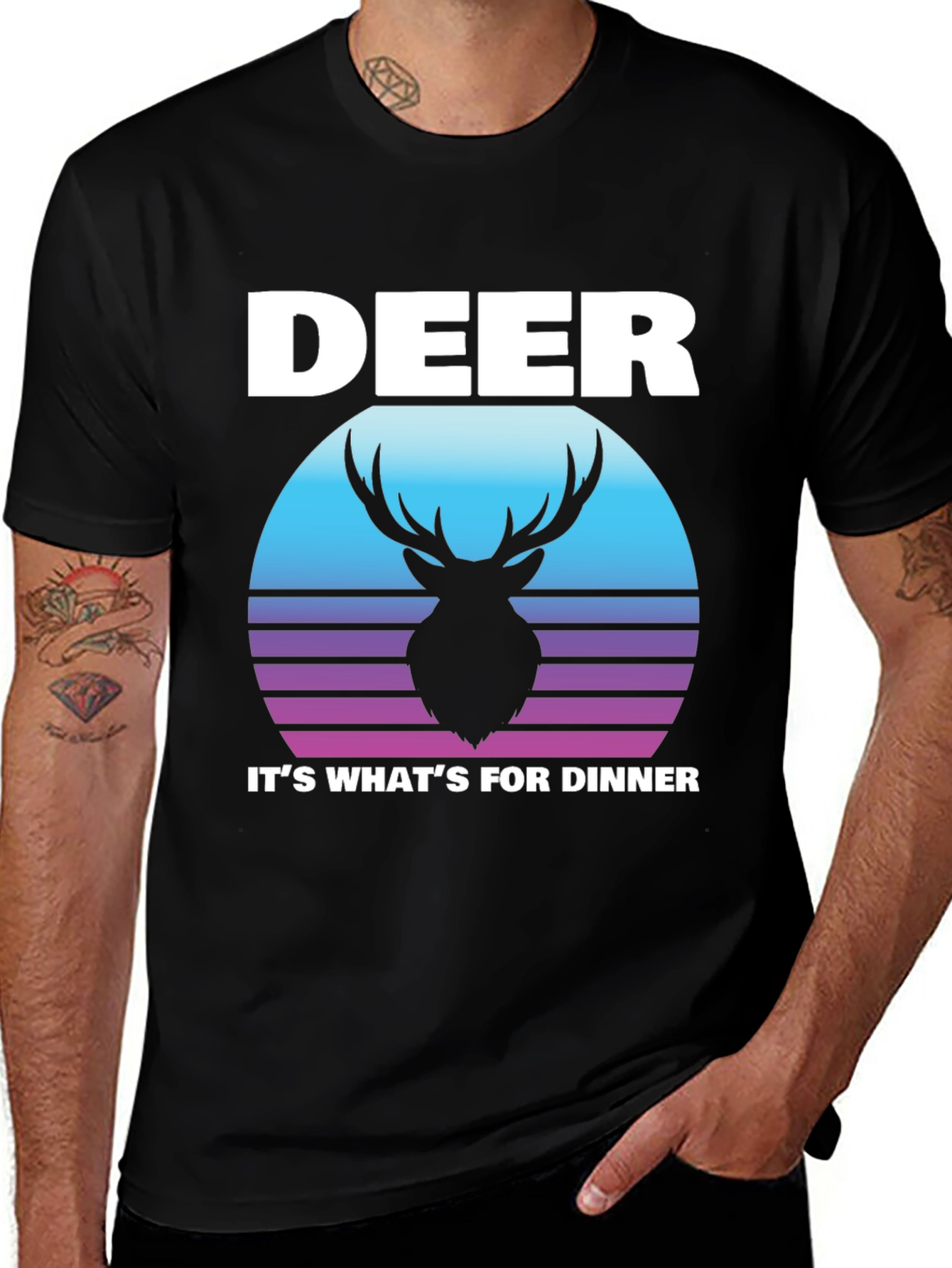 Deer for Dinner Graphic Tee - Black