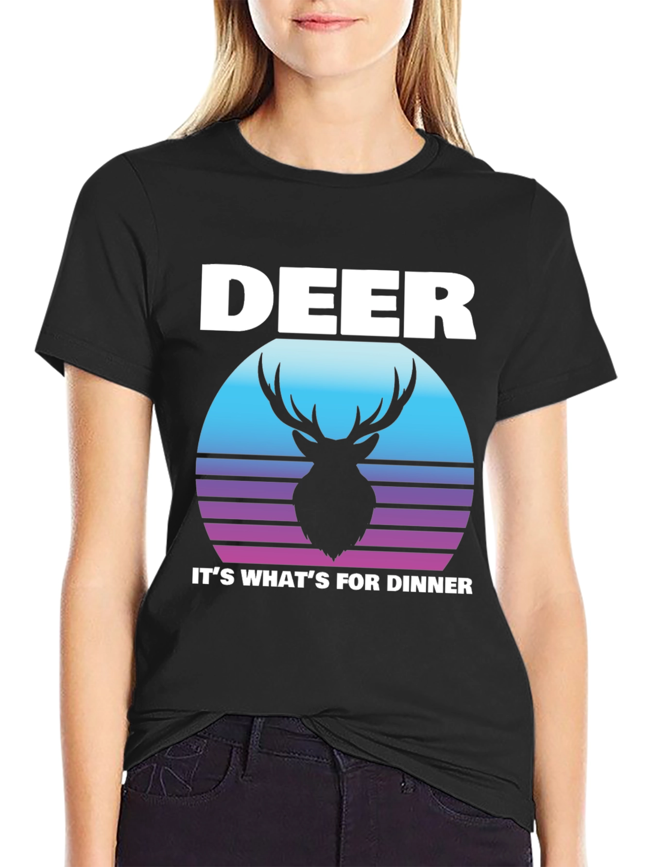Deer for Dinner Graphic Tee - Black