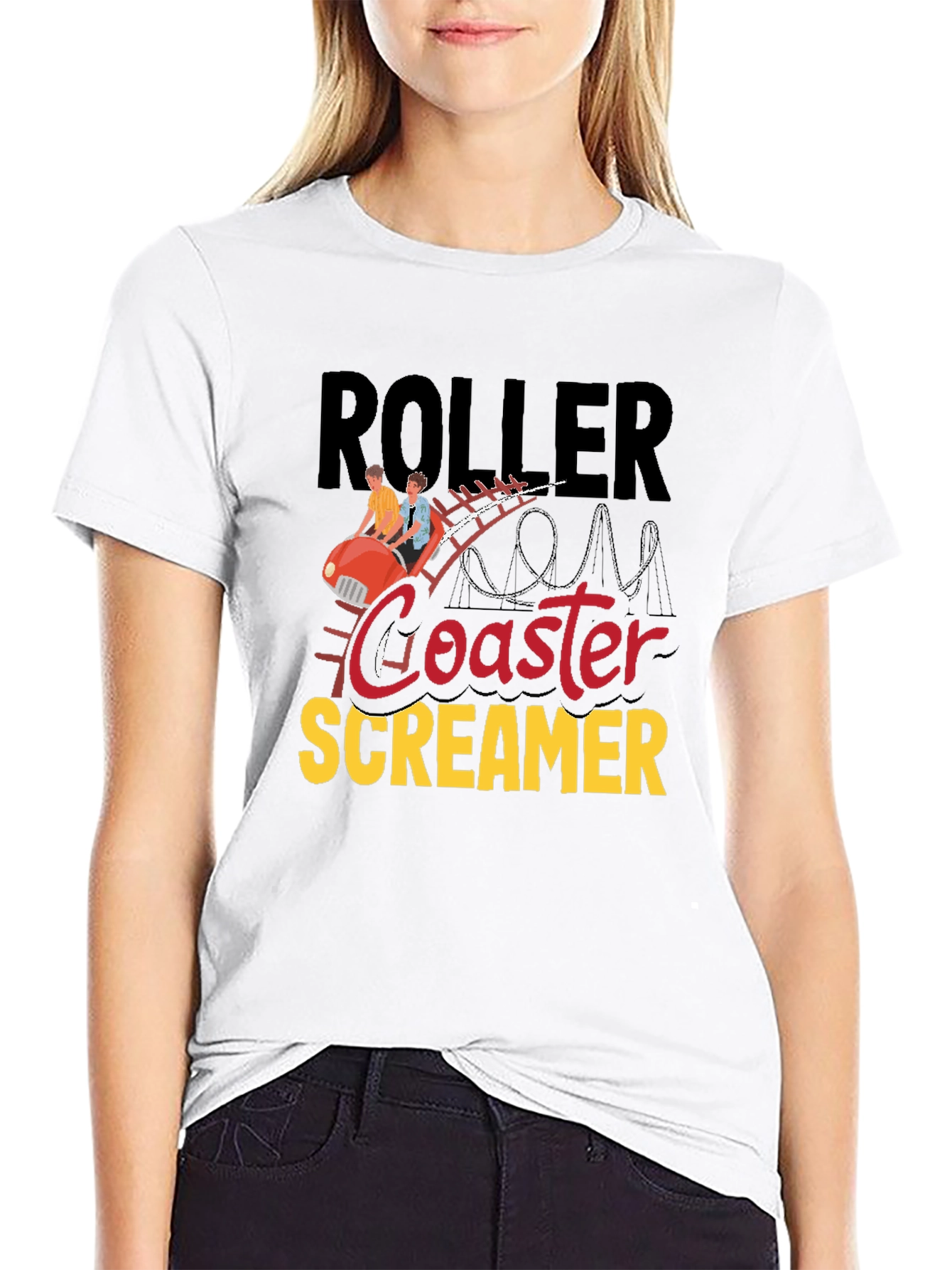 Roller Coaster Screamer Graphic Tee - Black