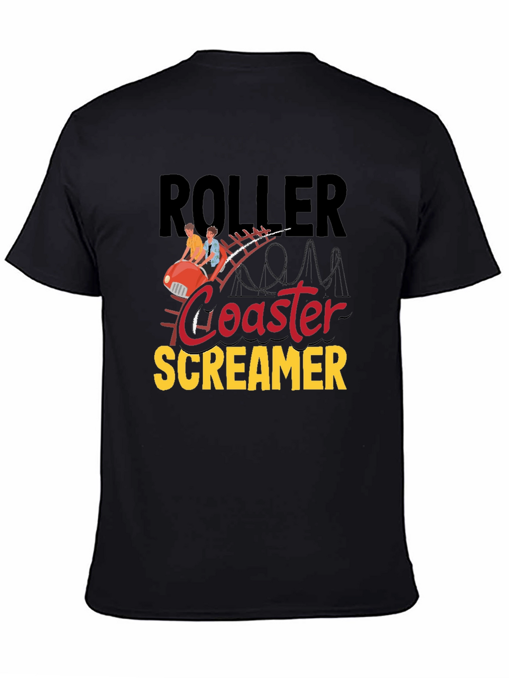 Roller Coaster Screamer Graphic Tee - Black