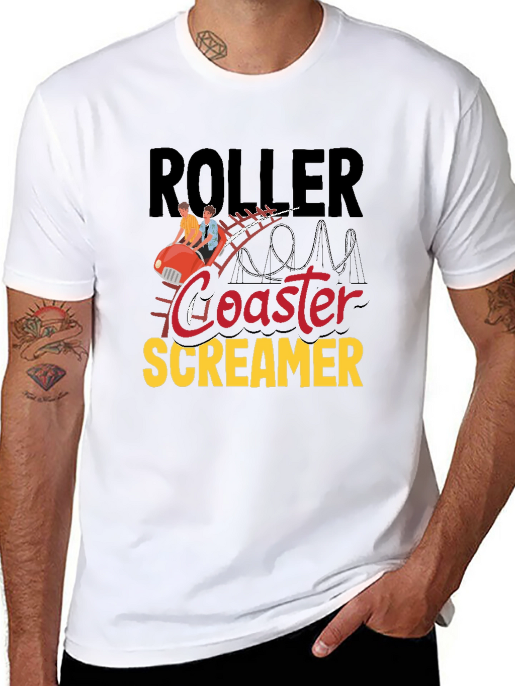 Roller Coaster Screamer Graphic Tee - Black