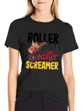Roller Coaster Screamer Graphic Tee - Black