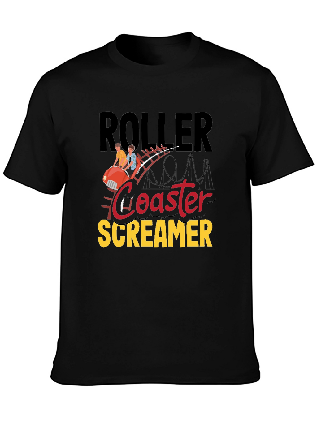 Roller Coaster Screamer Graphic Tee - Black