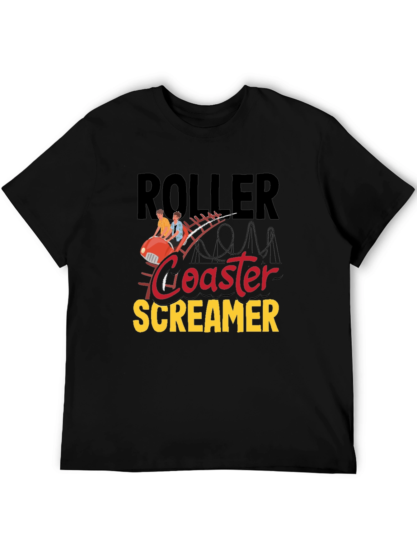 Roller Coaster Screamer Graphic Tee - Black