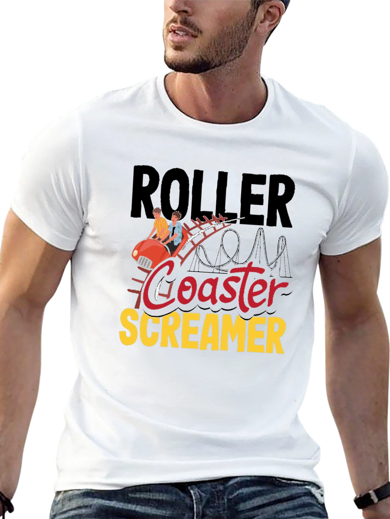 Roller Coaster Screamer Graphic Tee - Black