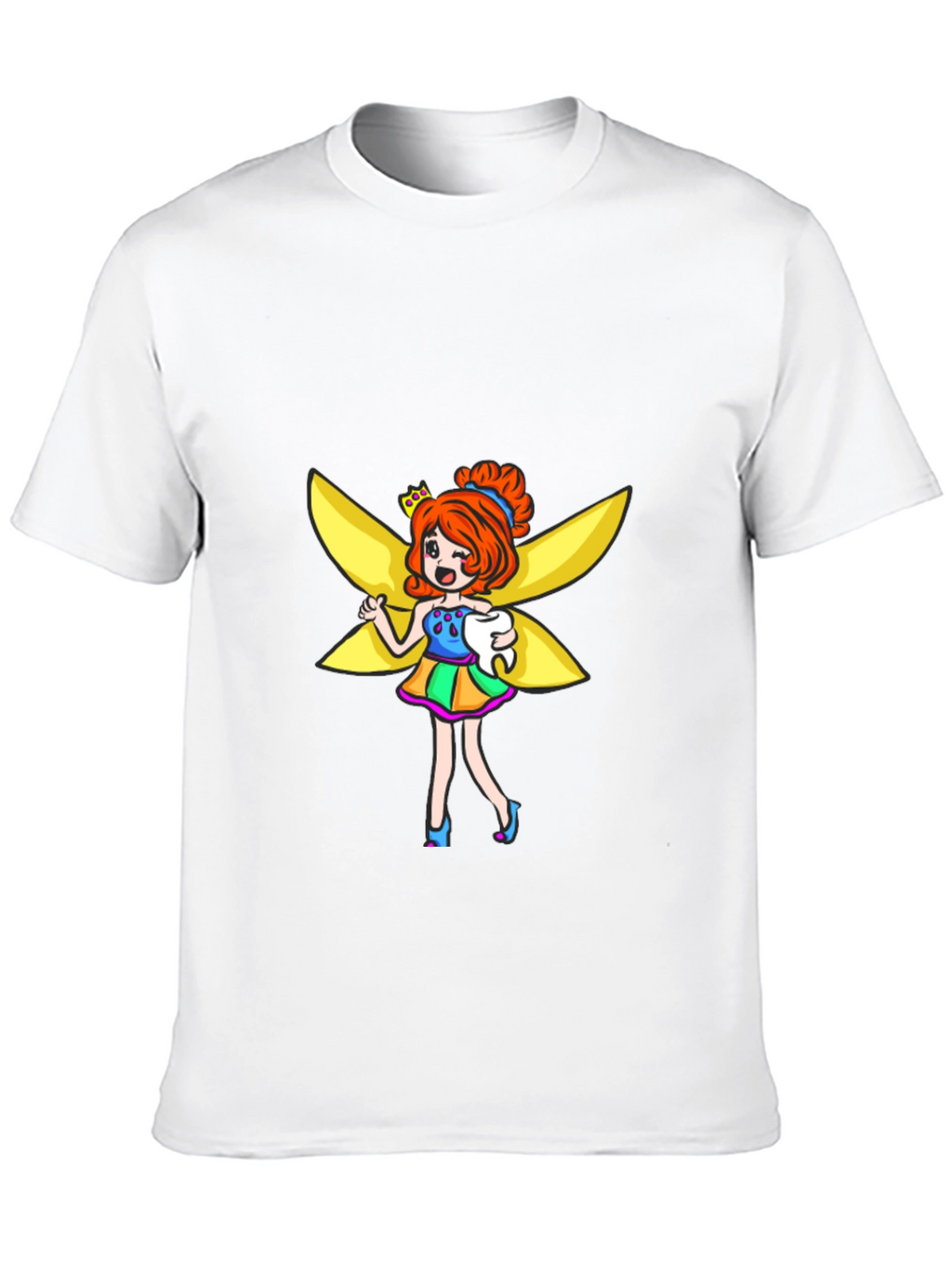 Tooth Fairy Cartoon Graphic Black T-Shirt