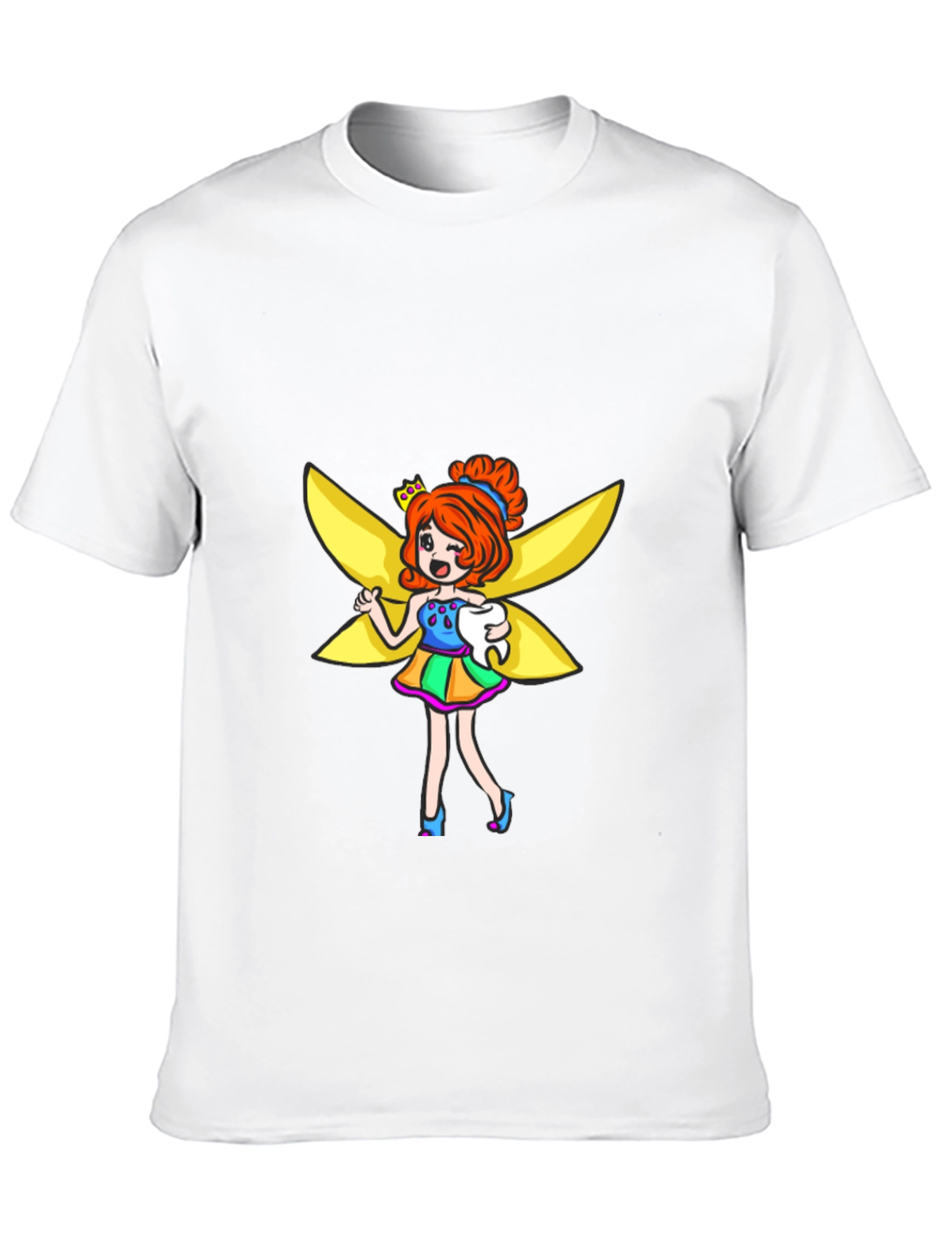 Tooth Fairy Cartoon Graphic Black T-Shirt