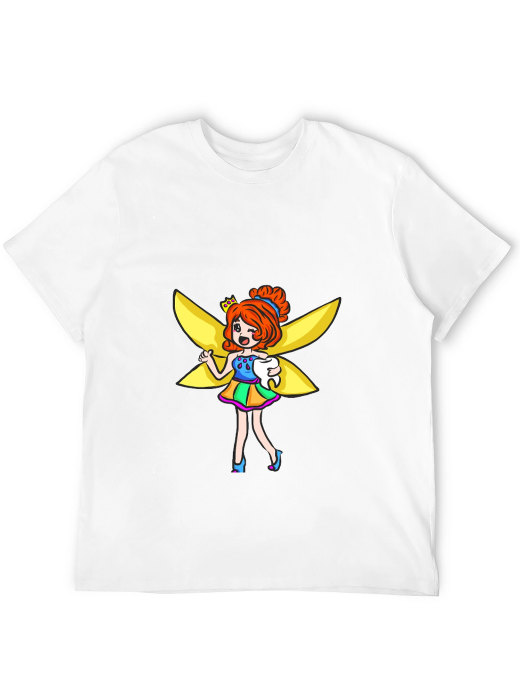 Tooth Fairy Cartoon Graphic Black T-Shirt