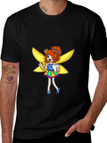 Tooth Fairy Cartoon Graphic Black T-Shirt