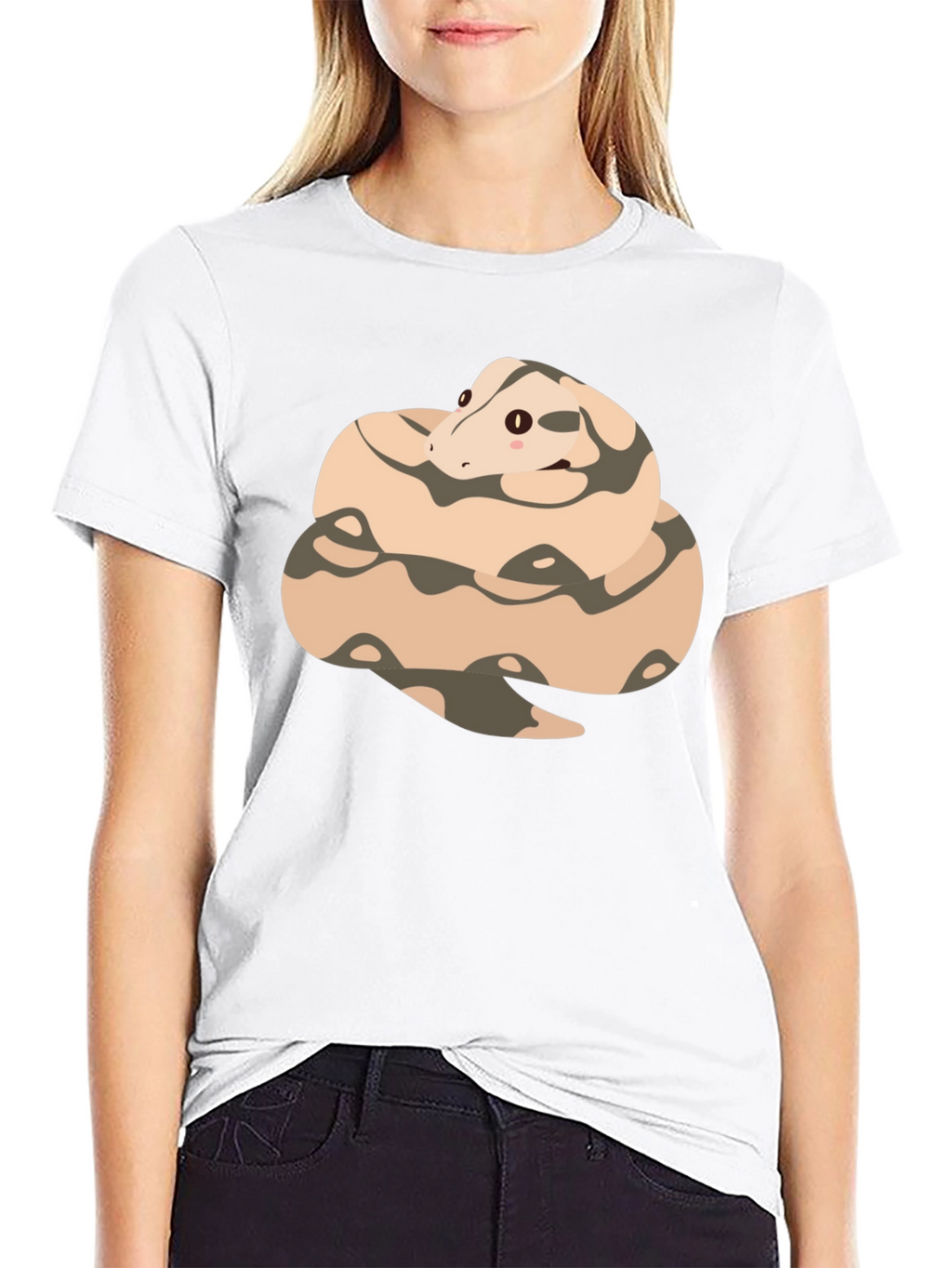 Cute Cartoon Snake T-Shirt - Black Cotton Tee