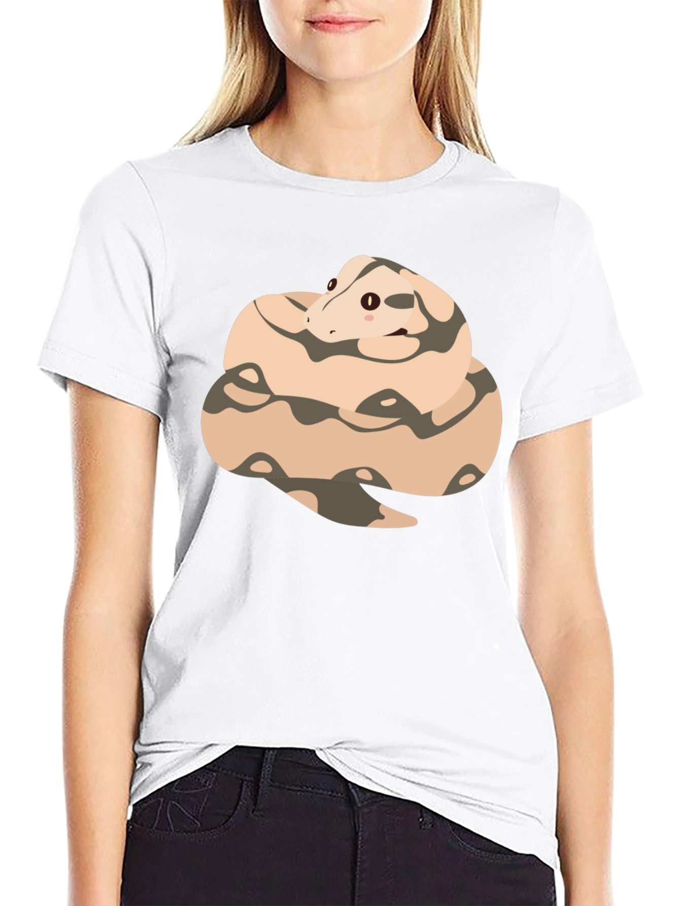Cute Cartoon Snake T-Shirt - Black Cotton Tee